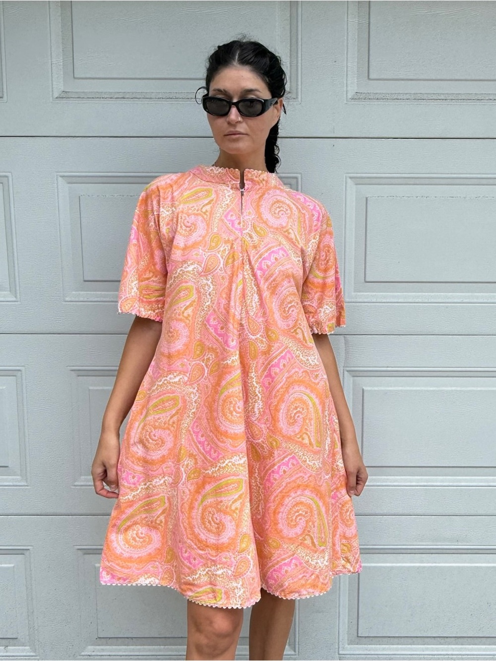 Vintage Psychedelic House Dress Duster Cotton Oversized Maternity Plus Size - Picture 4 of 15